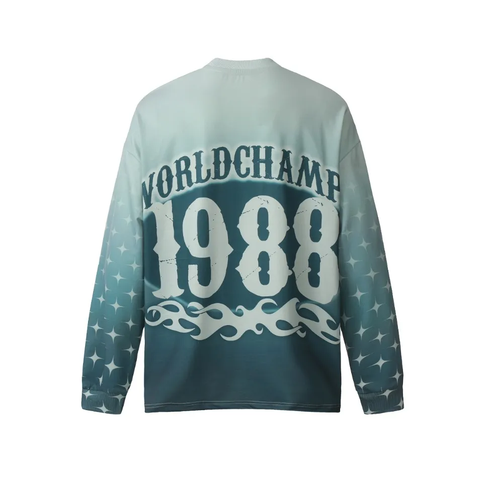 Saint michael tears all-over printed long-sleeved vintage autumn and winter T-shirt Style number: 104 Size: M L XL Wholesale price: 136 Color: green blue